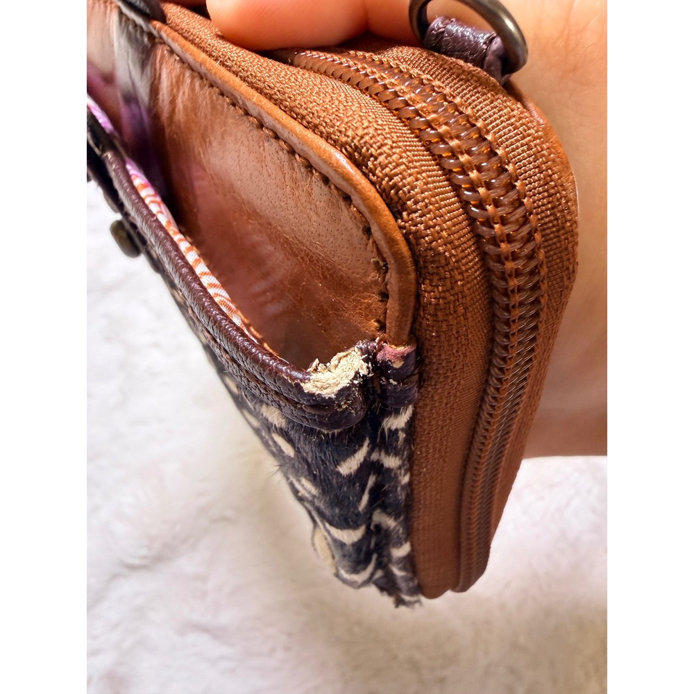 The Sak Iris Smartphone Crossbody Wallet Tobacco Dot Leather Hair-on-Hide NEW - Picture 10 of 13